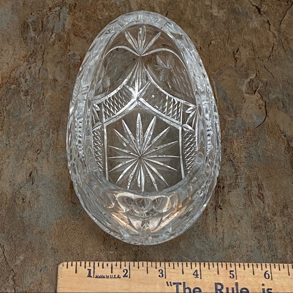 Vintage Cut To Clear Bohemian Czech Etched Clear Crystal Boat Bowl - Picture 7 of 12